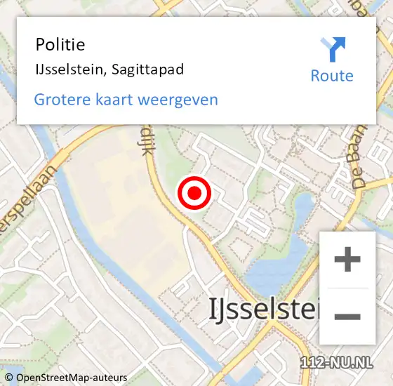 Locatie op kaart van de 112 melding: Politie IJsselstein, Sagittapad op 16 mei 2023 14:11