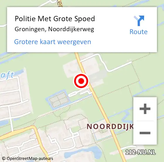 Locatie op kaart van de 112 melding: Politie Met Grote Spoed Naar Groningen, Noorddijkerweg op 16 mei 2023 14:51