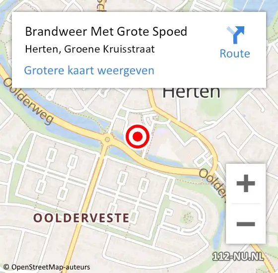 Locatie op kaart van de 112 melding: Brandweer Met Grote Spoed Naar Herten, Groene Kruisstraat op 16 mei 2023 14:52