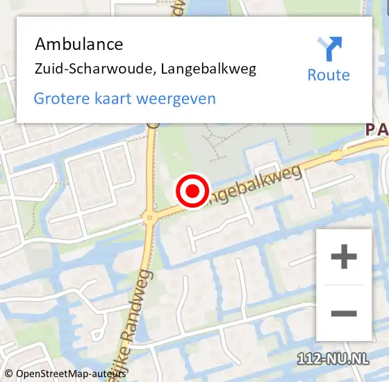 Locatie op kaart van de 112 melding: Ambulance Zuid-Scharwoude, Langebalkweg op 16 mei 2023 14:52