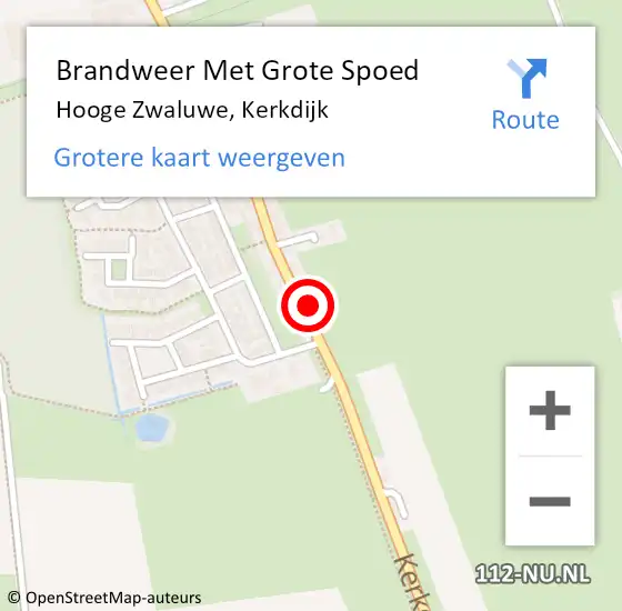 Locatie op kaart van de 112 melding: Brandweer Met Grote Spoed Naar Hooge Zwaluwe, Kerkdijk op 16 mei 2023 15:04