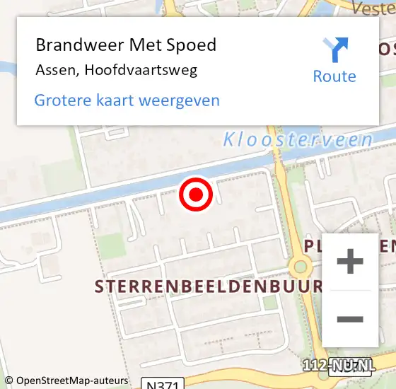 Locatie op kaart van de 112 melding: Brandweer Met Spoed Naar Assen, Hoofdvaartsweg op 16 mei 2023 15:25