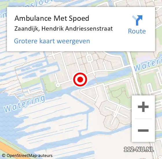 Locatie op kaart van de 112 melding: Ambulance Met Spoed Naar Zaandijk, Hendrik Andriessenstraat op 16 mei 2023 15:33