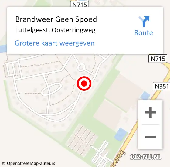 Locatie op kaart van de 112 melding: Brandweer Geen Spoed Naar Luttelgeest, Oosterringweg op 16 mei 2023 15:50