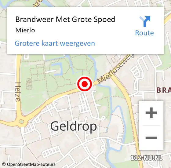 Locatie op kaart van de 112 melding: Brandweer Met Grote Spoed Naar Geldrop op 16 mei 2023 15:55