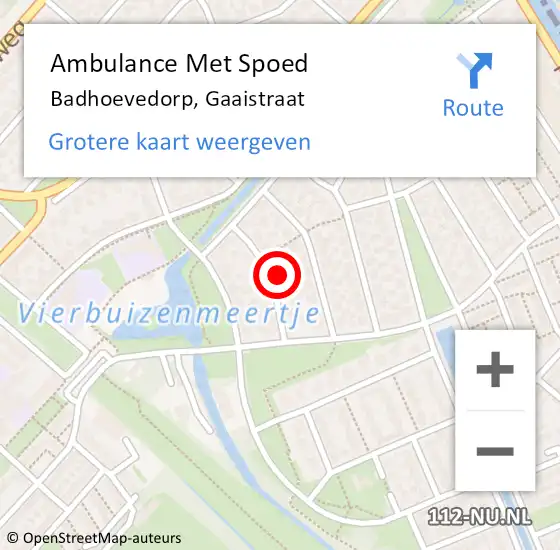 Locatie op kaart van de 112 melding: Ambulance Met Spoed Naar Badhoevedorp, Gaaistraat op 16 mei 2023 16:10