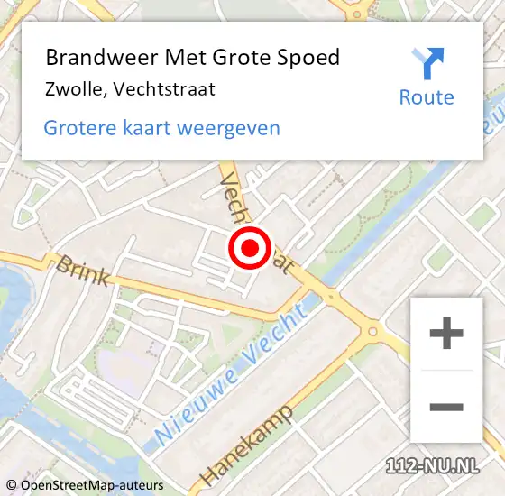 Locatie op kaart van de 112 melding: Brandweer Met Grote Spoed Naar Zwolle, Vechtstraat op 16 mei 2023 16:12