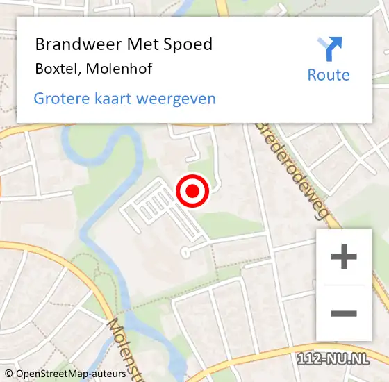 Locatie op kaart van de 112 melding: Brandweer Met Spoed Naar Boxtel, Molenhof op 16 mei 2023 16:28