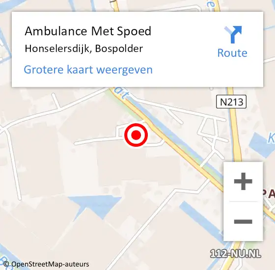Locatie op kaart van de 112 melding: Ambulance Met Spoed Naar Honselersdijk, Bospolder op 16 mei 2023 17:23