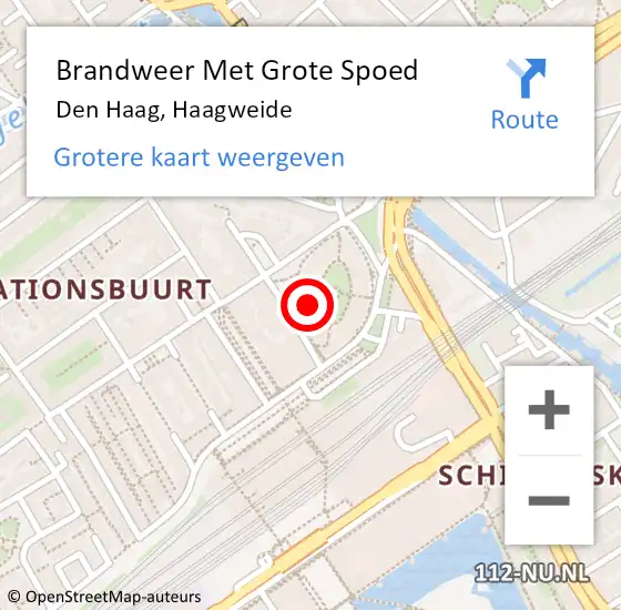 Locatie op kaart van de 112 melding: Brandweer Met Grote Spoed Naar Den Haag, Haagweide op 16 mei 2023 18:08
