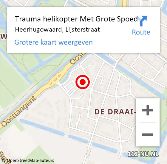 Locatie op kaart van de 112 melding: Trauma helikopter Met Grote Spoed Naar Heerhugowaard, Lijsterstraat op 16 mei 2023 18:40