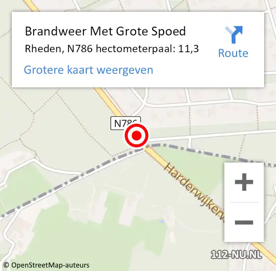 Locatie op kaart van de 112 melding: Brandweer Met Grote Spoed Naar Rheden, N786 hectometerpaal: 11,3 op 16 mei 2023 18:53