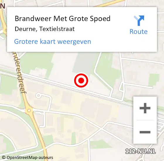 Locatie op kaart van de 112 melding: Brandweer Met Grote Spoed Naar Deurne, Textielstraat op 16 mei 2023 19:55