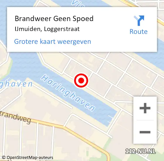 Locatie op kaart van de 112 melding: Brandweer Geen Spoed Naar IJmuiden, Loggerstraat op 16 mei 2023 20:13