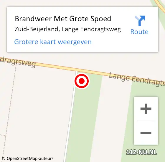 Locatie op kaart van de 112 melding: Brandweer Met Grote Spoed Naar Zuid-Beijerland, Lange Eendragtsweg op 16 mei 2023 21:35