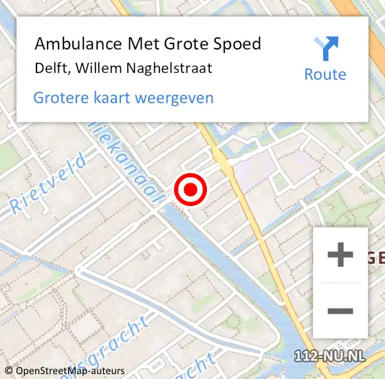 Locatie op kaart van de 112 melding: Ambulance Met Grote Spoed Naar Delft, Willem Naghelstraat op 16 mei 2023 21:49