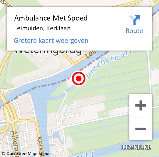 Locatie op kaart van de 112 melding: Ambulance Met Spoed Naar Leimuiden, Kerklaan op 16 mei 2023 22:22