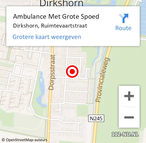 Locatie op kaart van de 112 melding: Ambulance Met Grote Spoed Naar Dirkshorn, Ruimtevaartstraat op 16 mei 2023 22:34