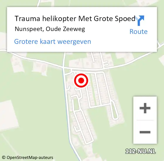 Locatie op kaart van de 112 melding: Trauma helikopter Met Grote Spoed Naar Nunspeet, Oude Zeeweg op 16 mei 2023 22:51