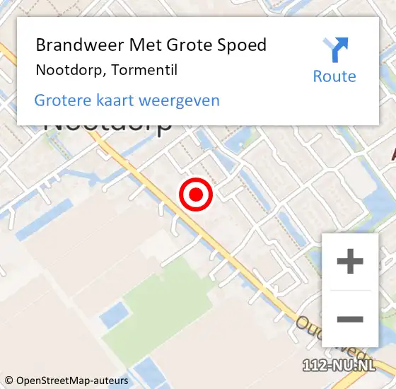 Locatie op kaart van de 112 melding: Brandweer Met Grote Spoed Naar Nootdorp, Tormentil op 16 mei 2023 23:28