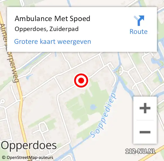 Locatie op kaart van de 112 melding: Ambulance Met Spoed Naar Opperdoes, Zuiderpad op 17 mei 2023 00:05