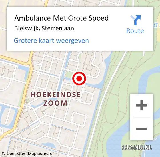 Locatie op kaart van de 112 melding: Ambulance Met Grote Spoed Naar Bleiswijk, Sterrenlaan op 17 mei 2023 00:13