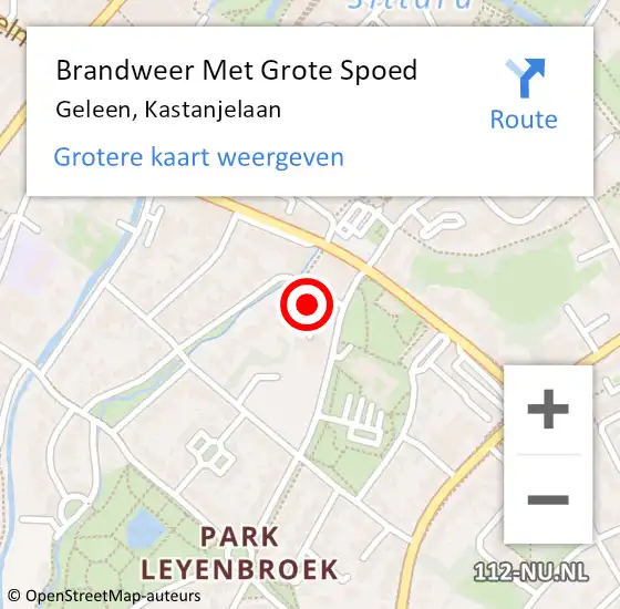 Locatie op kaart van de 112 melding: Brandweer Met Grote Spoed Naar Geleen, Kastanjelaan op 17 mei 2023 02:04