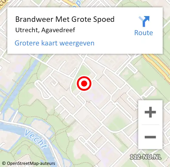 Locatie op kaart van de 112 melding: Brandweer Met Grote Spoed Naar Utrecht, Agavedreef op 17 mei 2023 05:04