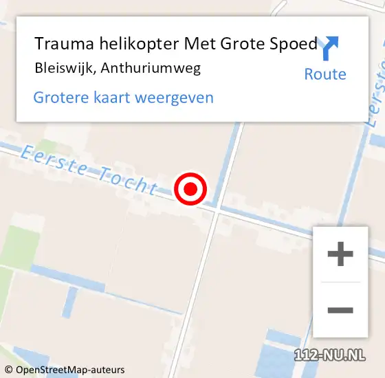 Locatie op kaart van de 112 melding: Trauma helikopter Met Grote Spoed Naar Bleiswijk, Anthuriumweg op 17 mei 2023 05:29