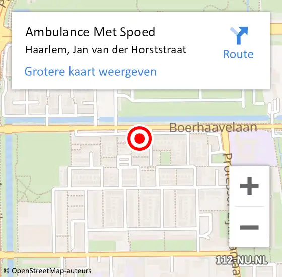 Locatie op kaart van de 112 melding: Ambulance Met Spoed Naar Haarlem, Jan van der Horststraat op 17 mei 2023 05:58