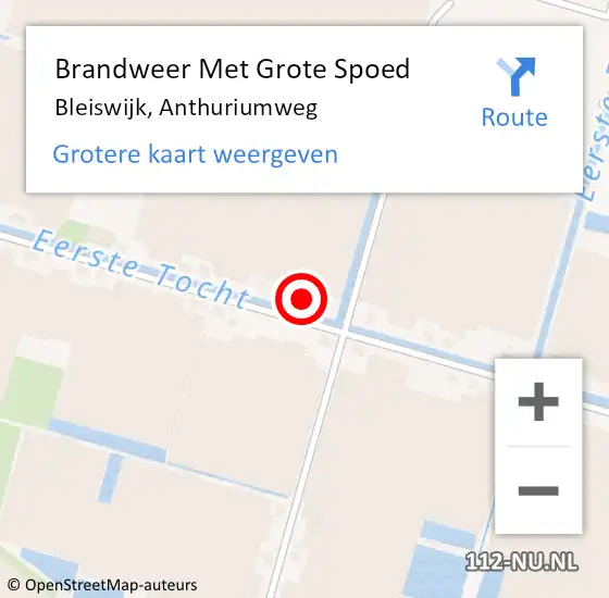 Locatie op kaart van de 112 melding: Brandweer Met Grote Spoed Naar Bleiswijk, Anthuriumweg op 17 mei 2023 06:11