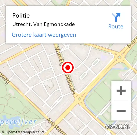 Locatie op kaart van de 112 melding: Politie Utrecht, Van Egmondkade op 17 mei 2023 06:47