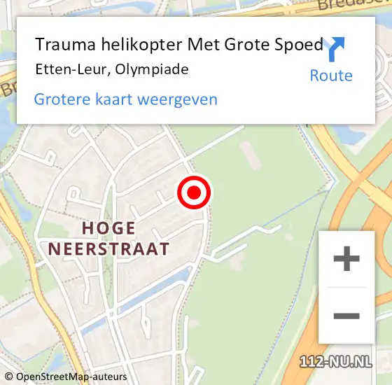 Locatie op kaart van de 112 melding: Trauma helikopter Met Grote Spoed Naar Etten-Leur, Olympiade op 17 mei 2023 06:50