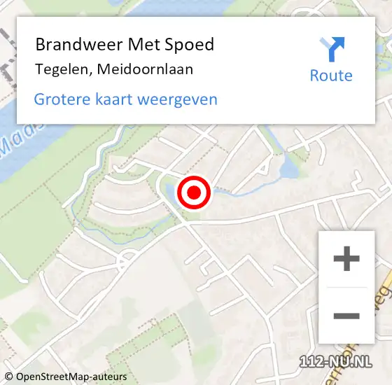 Locatie op kaart van de 112 melding: Brandweer Met Spoed Naar Tegelen, Meidoornlaan op 17 mei 2023 06:59