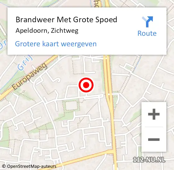 Locatie op kaart van de 112 melding: Brandweer Met Grote Spoed Naar Apeldoorn, Zichtweg op 17 mei 2023 07:31