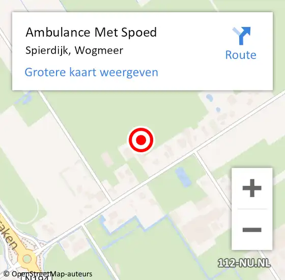 Locatie op kaart van de 112 melding: Ambulance Met Spoed Naar Spierdijk, Wogmeer op 17 mei 2023 08:40