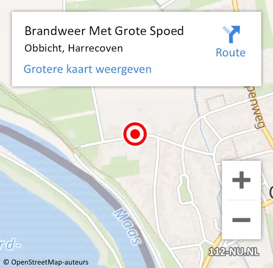 Locatie op kaart van de 112 melding: Brandweer Met Grote Spoed Naar Obbicht, Harrecoven op 17 mei 2023 08:41