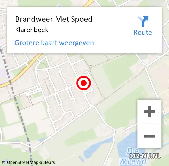 Locatie op kaart van de 112 melding: Brandweer Met Spoed Naar Klarenbeek op 17 mei 2023 09:08