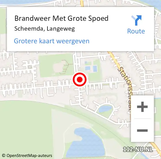 Locatie op kaart van de 112 melding: Brandweer Met Grote Spoed Naar Scheemda, Langeweg op 17 mei 2023 09:10