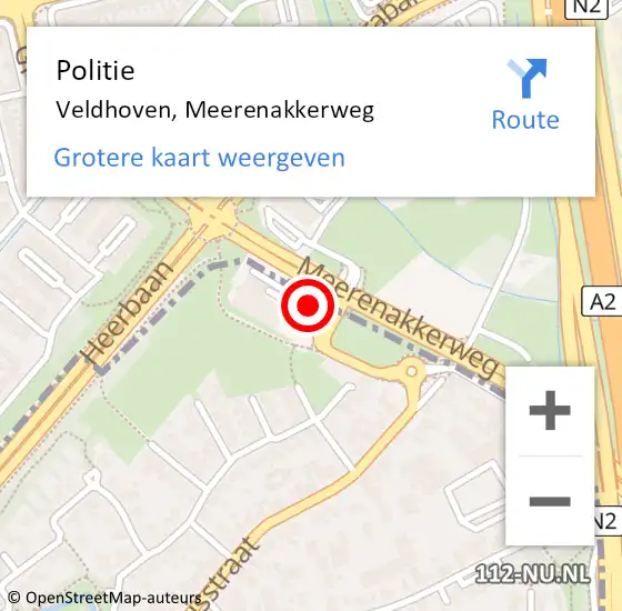 Locatie op kaart van de 112 melding: Politie Veldhoven, Meerenakkerweg op 17 mei 2023 09:12