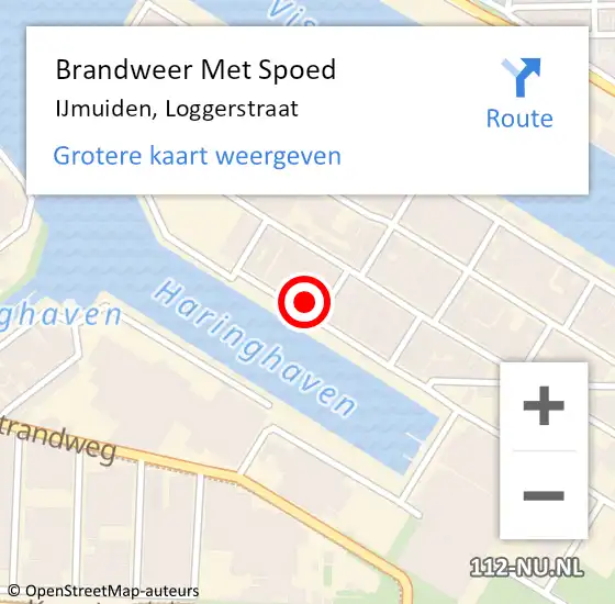 Locatie op kaart van de 112 melding: Brandweer Met Spoed Naar IJmuiden, Loggerstraat op 17 mei 2023 09:13