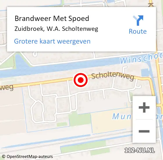 Locatie op kaart van de 112 melding: Brandweer Met Spoed Naar Zuidbroek, W.A. Scholtenweg op 17 mei 2023 09:28