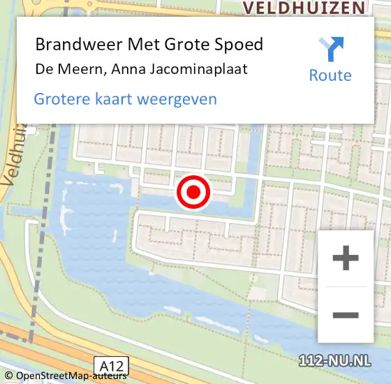 Locatie op kaart van de 112 melding: Brandweer Met Grote Spoed Naar De Meern, Anna Jacominaplaat op 17 mei 2023 09:52