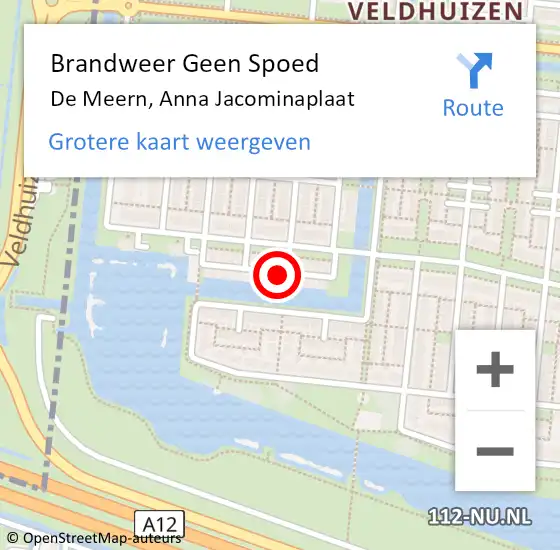 Locatie op kaart van de 112 melding: Brandweer Geen Spoed Naar De Meern, Anna Jacominaplaat op 17 mei 2023 09:56