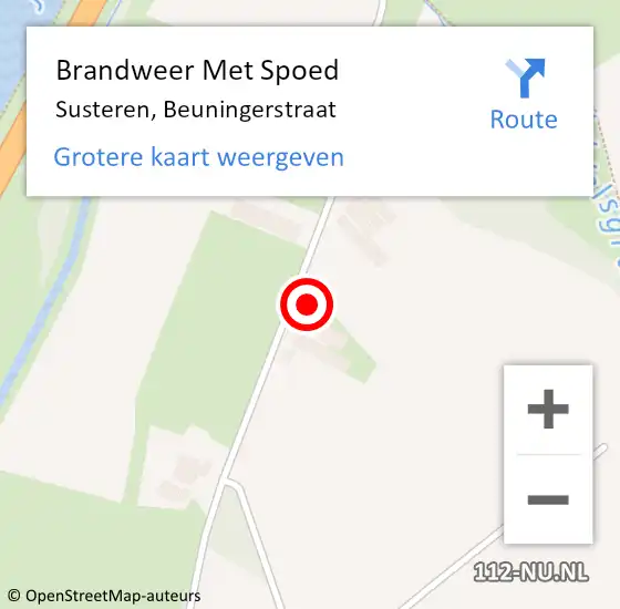 Locatie op kaart van de 112 melding: Brandweer Met Spoed Naar Susteren, Beuningerstraat op 17 mei 2023 10:13