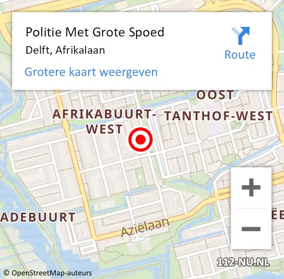 Locatie op kaart van de 112 melding: Politie Met Grote Spoed Naar Delft, Afrikalaan op 17 mei 2023 10:26