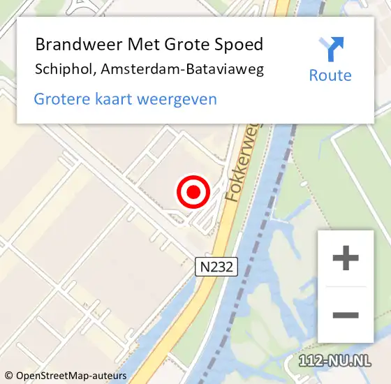 Locatie op kaart van de 112 melding: Brandweer Met Grote Spoed Naar Schiphol, Amsterdam-Bataviaweg op 17 mei 2023 10:28