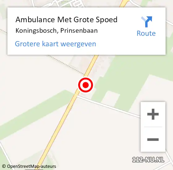 Locatie op kaart van de 112 melding: Ambulance Met Grote Spoed Naar Koningsbosch, Prinsenbaan op 25 augustus 2014 18:26