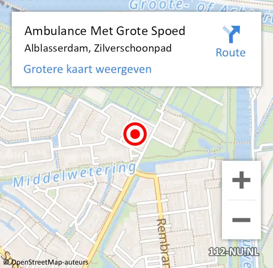 Locatie op kaart van de 112 melding: Ambulance Met Grote Spoed Naar Alblasserdam, Zilverschoonpad op 17 mei 2023 11:08