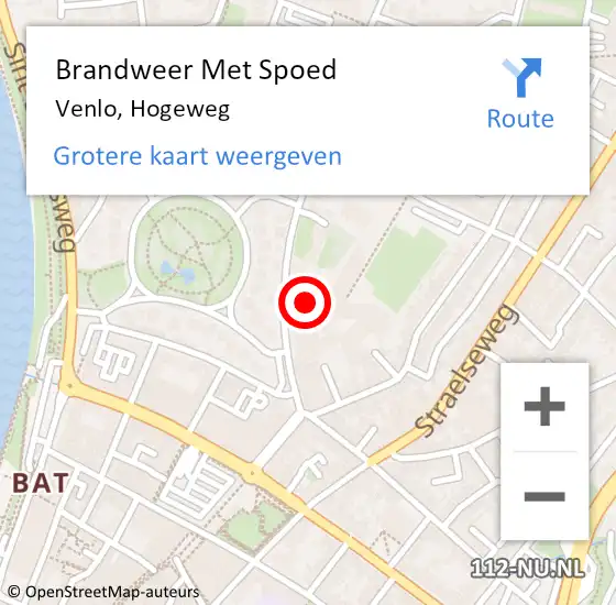Locatie op kaart van de 112 melding: Brandweer Met Spoed Naar Venlo, Hogeweg op 17 mei 2023 11:44